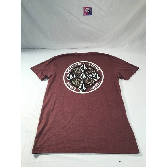 Volcom Shirt Mens sz Small Red Graphic Short Sleeve Cotton T-Shirt - Picture 4 of 6